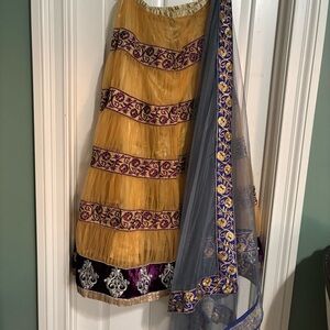 India Boutique Royal Purple and Gold Lehenga Medium